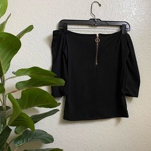 Rue 21 Off the Shoulder Rose Gold Zip Up Blouse